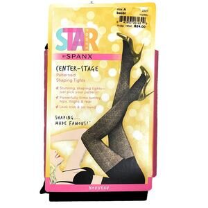 Star Power Spanx Center Stage Patterned Shaping Tights Nouveau Backdrop Black A